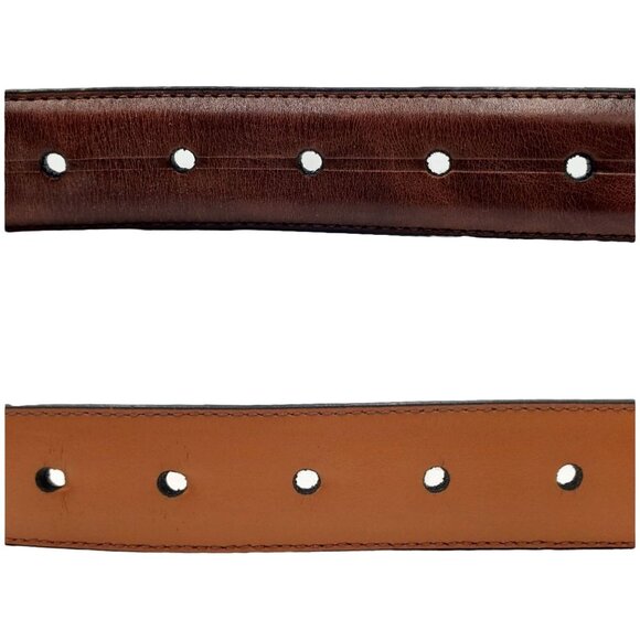 Chaps Belt Men's size 40 Brown leather Dress gold tone buckle Casual Cowhide - Picture 8 of 13